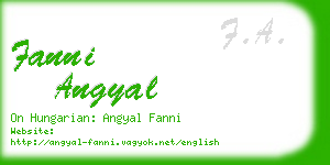 fanni angyal business card